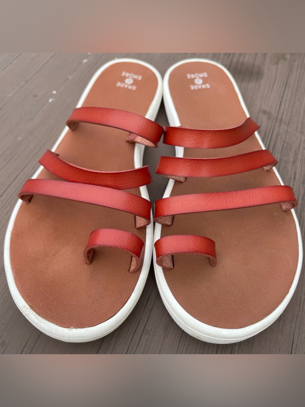 Shade & Shore Women's Isabel Toe Ring Sandals Cognac Size 8 - Picture 6 of 7